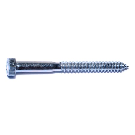 Midwest Fastener Lag Screw, 1/2 in, 5-1/2 in, Steel, Zinc Plated Hex Hex Drive, 25 PK 01337
